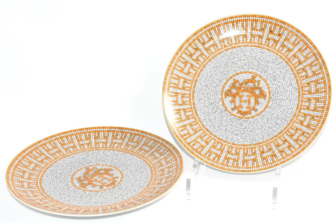 Hermes Mosaique Au 24 Dessert Plate 21 Cm Gold Set of 2 Porcelain 8.75" - Etsy | Etsy (US)