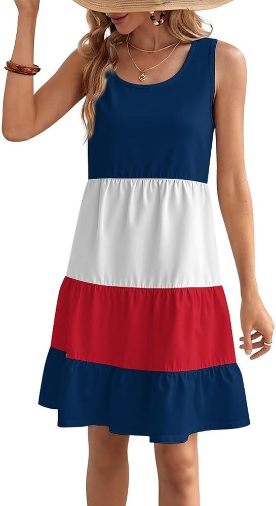 Fattyeery Canada Flag Women's Casual T-Shirt Dress Summer Beach Casual Short Sleeve Tank Tops Dre... | Amazon (US)