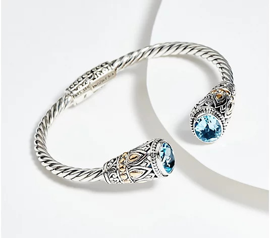 Artisan Crafted Gemstone Cable Hinged Cuff, Sterling Silver - QVC.com | QVC