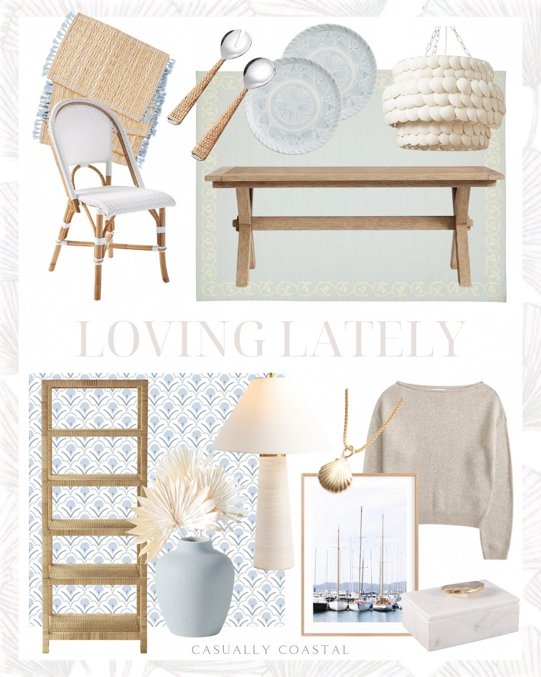 Pieces that caught my eye this week, many of which are on sale (including my dining room table)!
——
Coastal home, coastal decor, coastal rug, neutral sweater, coastal lamp, coastal dining chair, coastal wall art, coastal artwork, coastal dining table, rattan dining chair, Serena & lily rug, 3x5 rug, 5x7 rug, 6x9 rug, 8x10 rug, pottery barn dining table, coastal chandelier, woven placemats, tulum serving set, chambray tile stoneware dinner plates, coastal dinner plates, merino wool blend sweater, 14k gold filled shell necklace, Etsy jewelry, rattan wood 5 shelf bookcase, rattan bookshelf, floral scallop wallpaper roll, rattan table lamp, porcelain vase, large dried palm, marble decorative box, sailboat print 

#LTKSaleAlert #LTKHome #LTKFindsUnder100