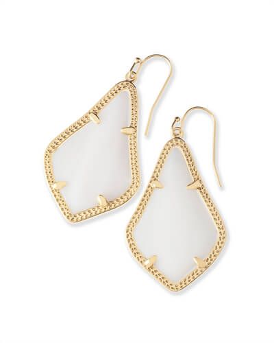 Alex Gold Drop Earrings in White Pearl | Kendra Scott