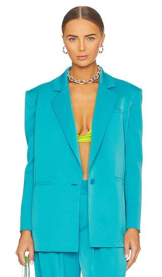 Shan Strong Shoulder Blazer in Ocean Floor | Revolve Clothing (Global)
