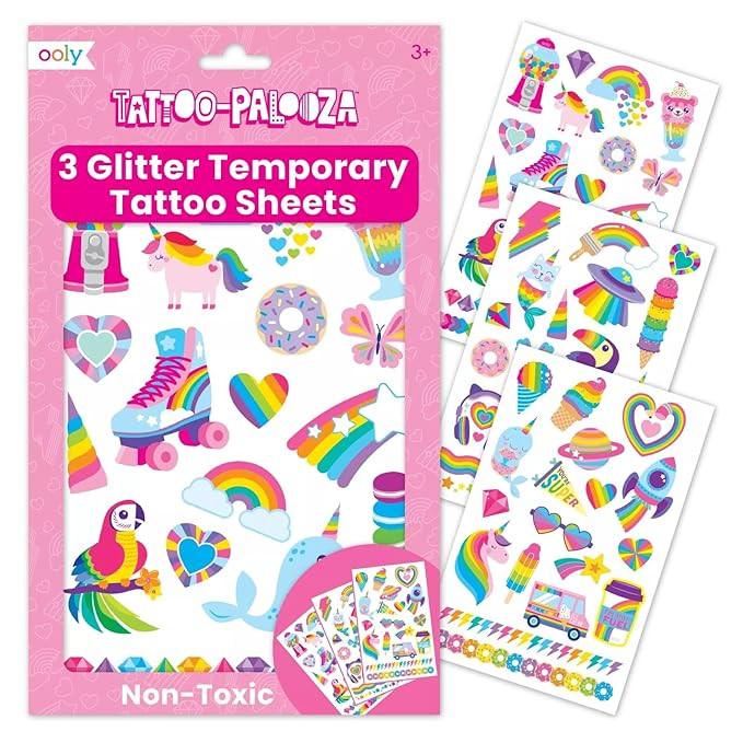 Ooly 50 Temporary Tattoos For Kids, Safe & Non-Toxic Kids Temporary Tattoo, Kids Party Favors for... | Amazon (US)