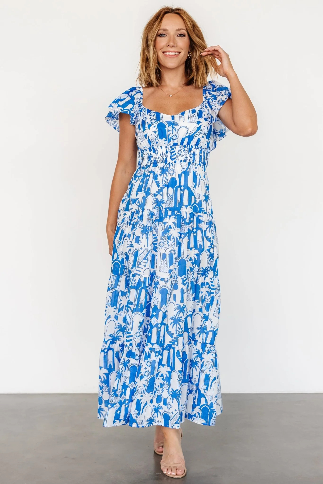 Catira Maxi Dress | Blue + White | Baltic Born
