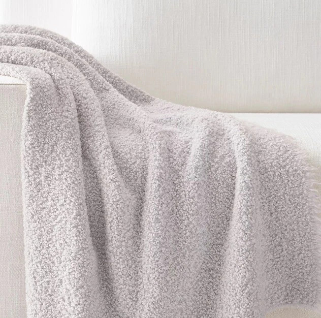 New Restoration Hardware ITALIAN GARMENT-DYED ALPACA BOUCLÉ THROW 50”X 70” Mist | eBay US