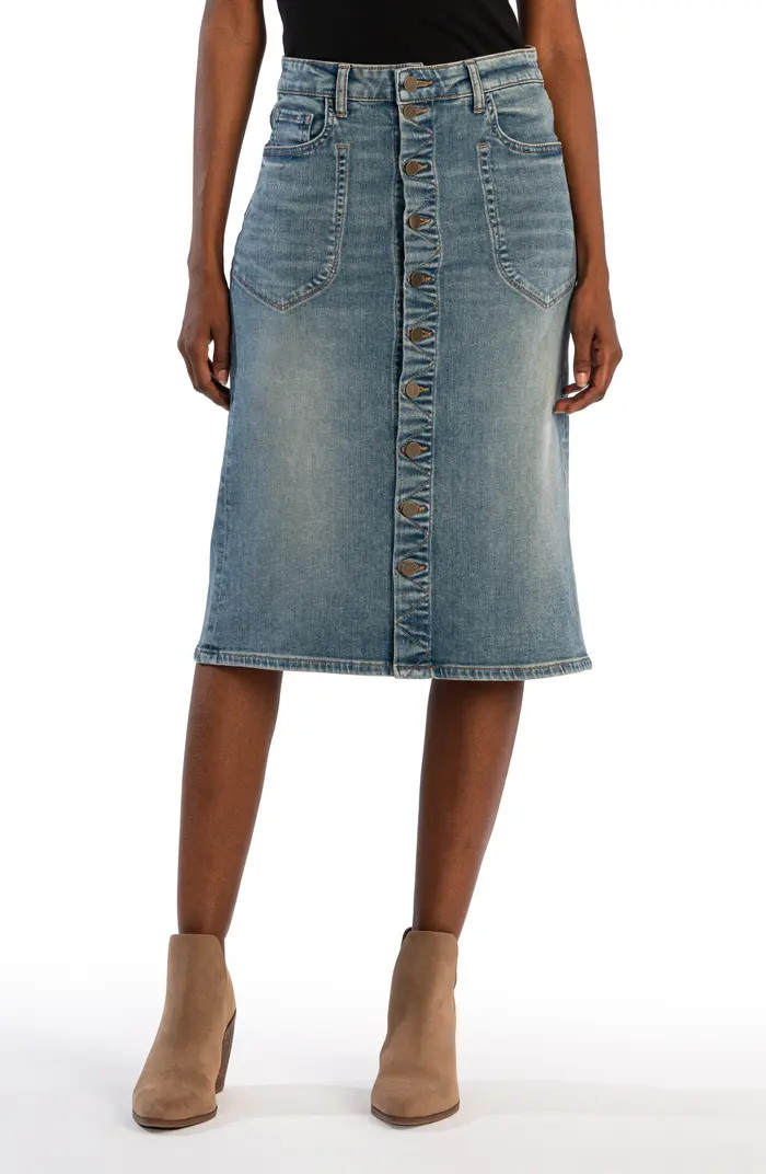 KUT from the Kloth Rose Button Front Denim Skirt | Nordstrom | Nordstrom
