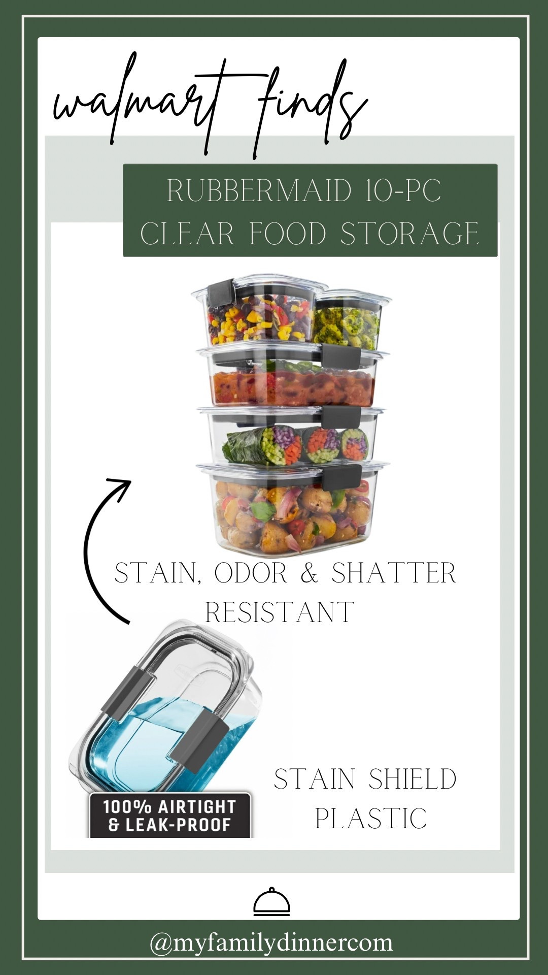 Clear airtight storage set from Rubbermaid     Is the perfect way to meal prep and store your fresh food and leftovers.   Stain, odor and shatter resistant! @walmart 

#LTKFamily #LTKFindsUnder50 #LTKHome