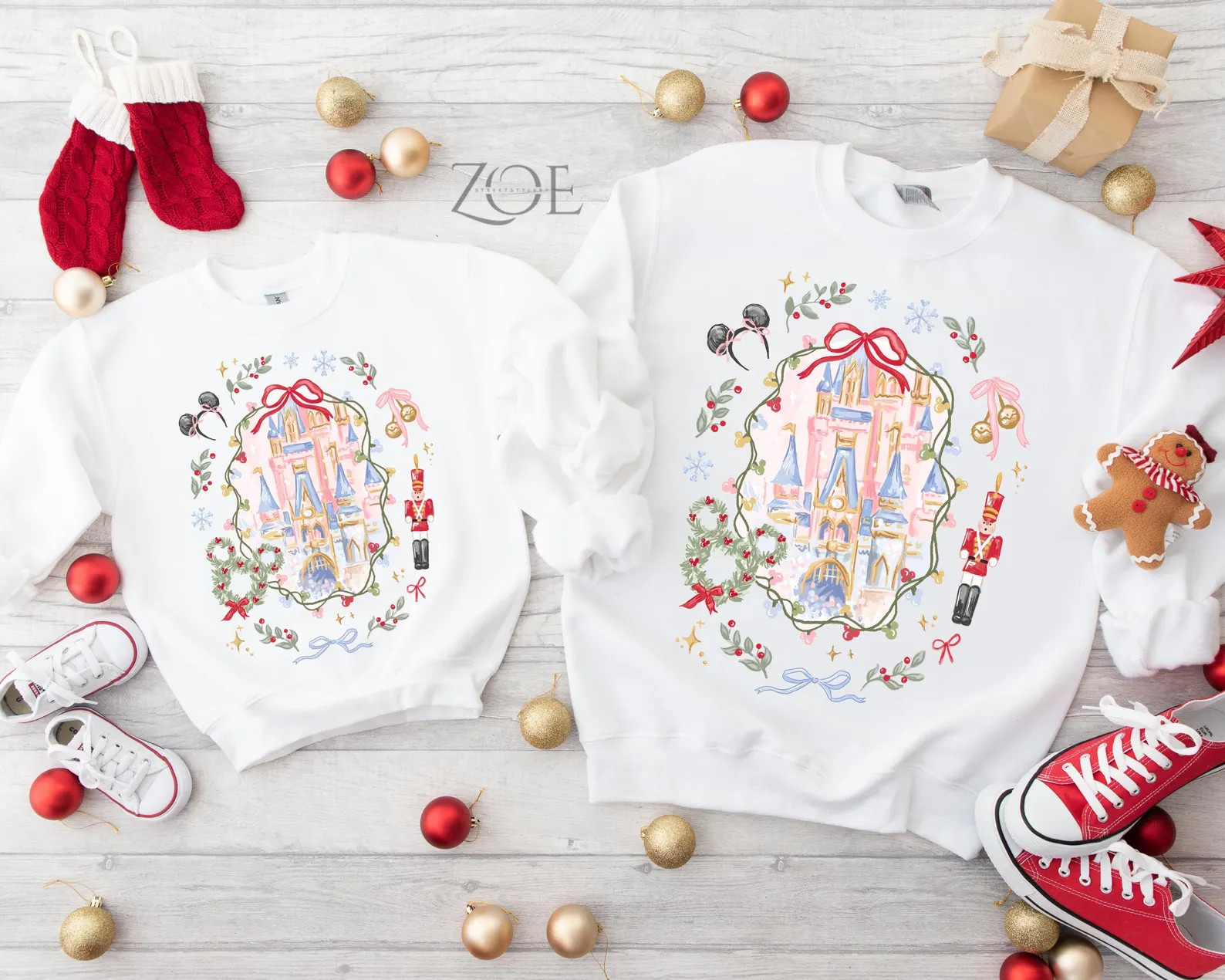 Disney Coquette Bow Christmas Sweatshirt ,mickey Xmas Shirt, Disney Magic Castle Christmas Sweate... | Etsy (US)