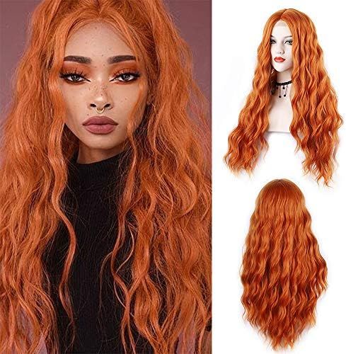 Orange Wig for Women 28 Inches Long Wavy Ginger Wig Natural Wave Middle Part Synthetic Hair Wig F... | Amazon (US)