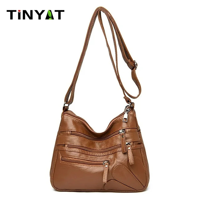 Tinyat Women's Crossbody Purses Shoulder Bags Soft PU 6-Pockets Classic Casual for Female Handbag... | Walmart (US)