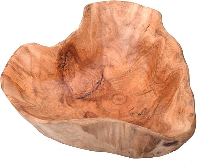 Wood bowl(12"-14"),Handmade Natural Root Carving Bowl Fruit Salad Bowl Creative Wooden Bowl | Amazon (US)