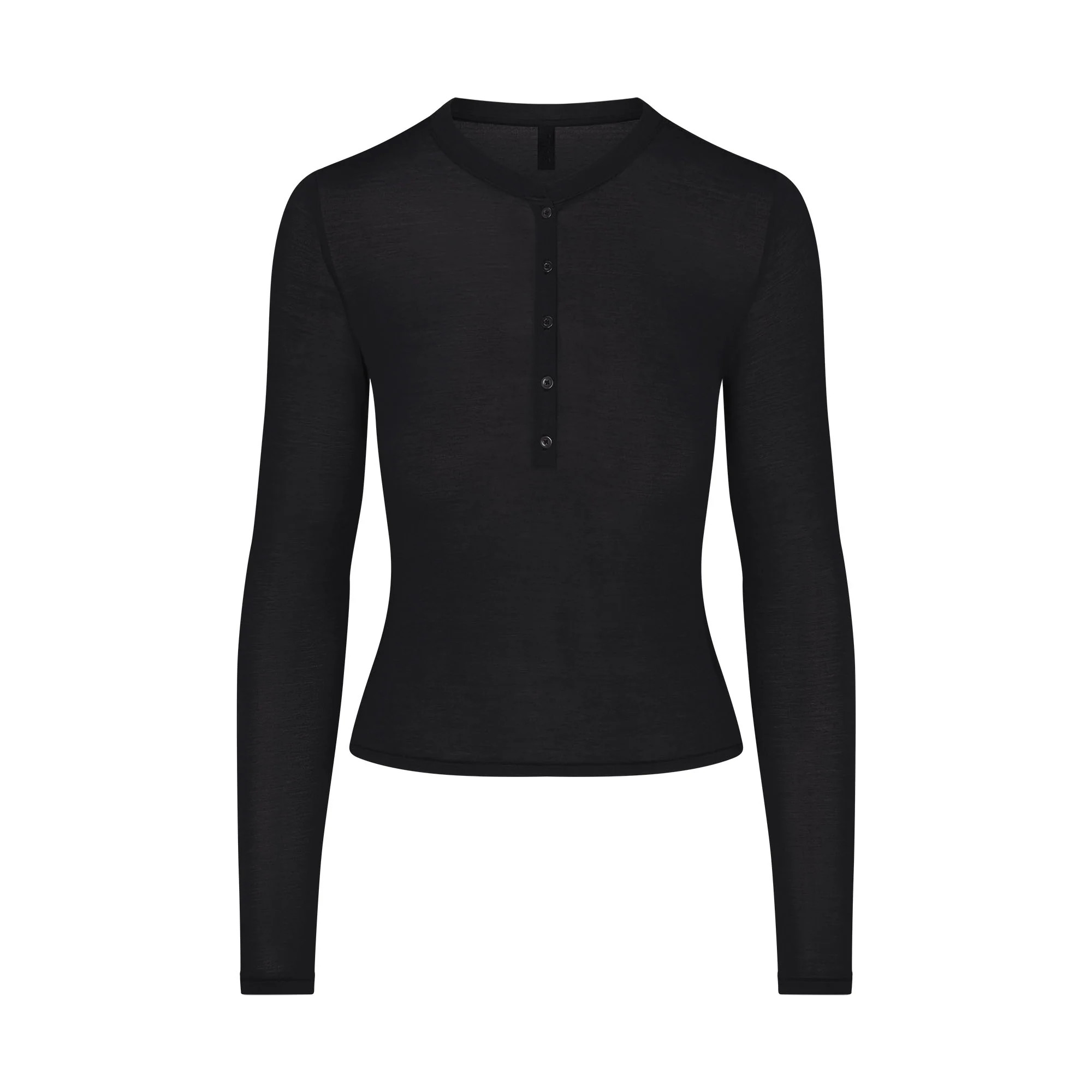 SHEER MODAL CREWNECK HENLEY | ONYX | SKIMS | SKIMS (US)