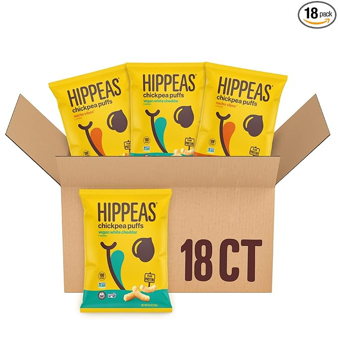 Hippeas Chickpea Puffs, Cheeze Variety Pack: Vegan White Cheddar, Nacho Vibes, 0.8 Ounce (Pack of... | Amazon (US)