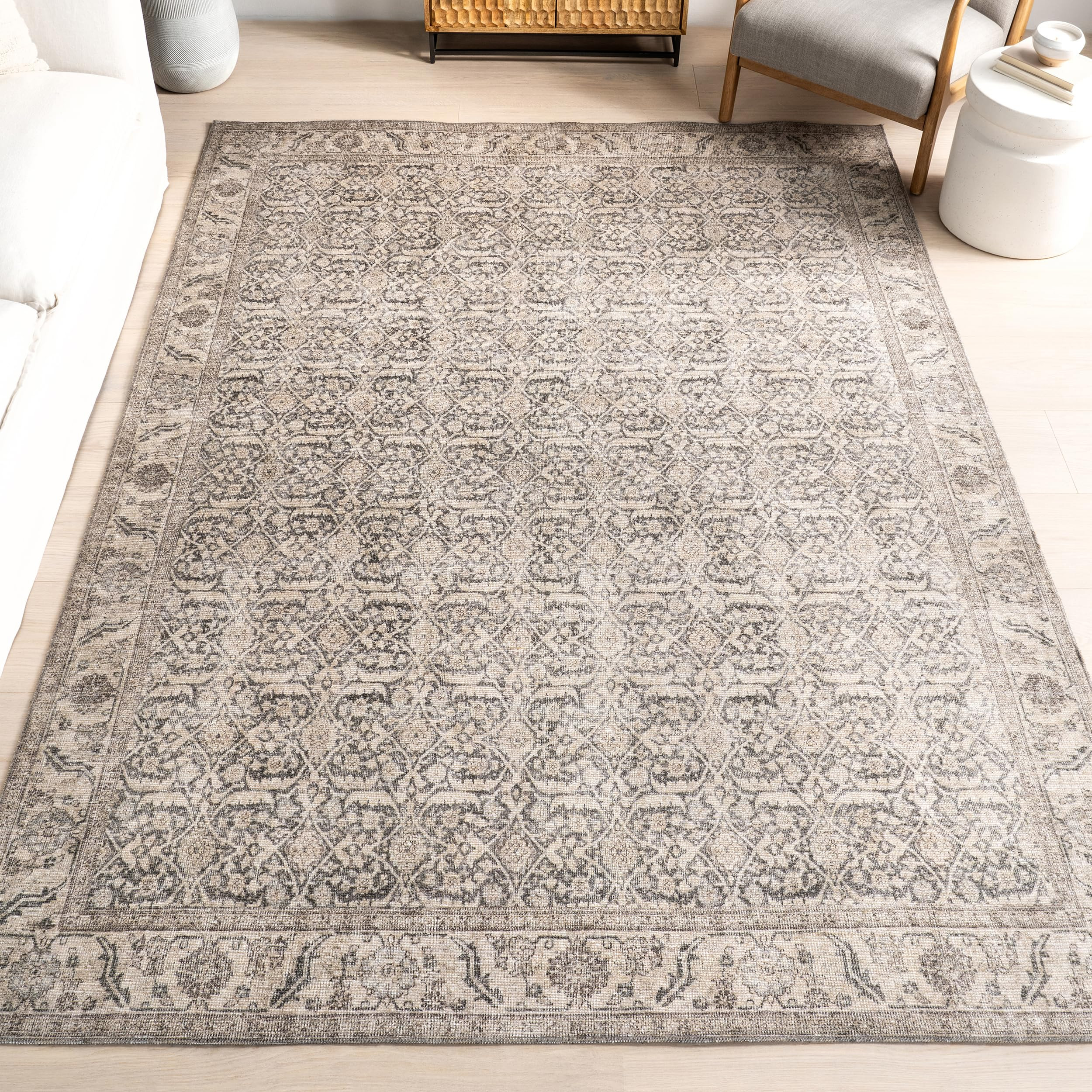 nuLOOM Hillstone Collection 8' x 10' Area Rug, Traditional Vintage Distressed Medallion, Thick an... | Amazon (US)