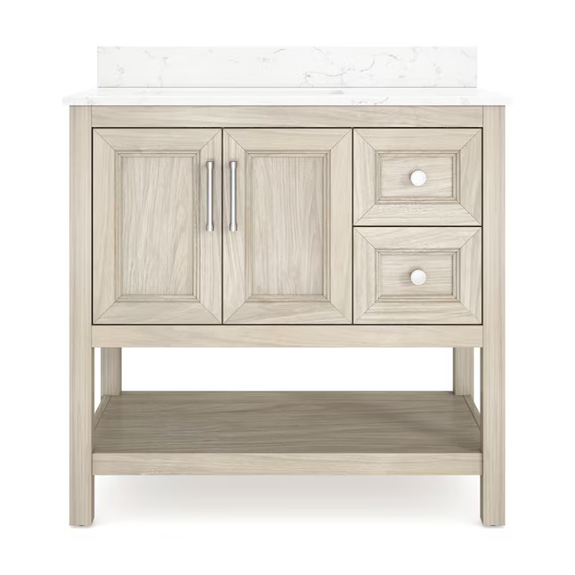 Style Selections Holly 36-in Latte Brown Undermount Single Sink Bathroom Vanity with White Engine... | Lowe's