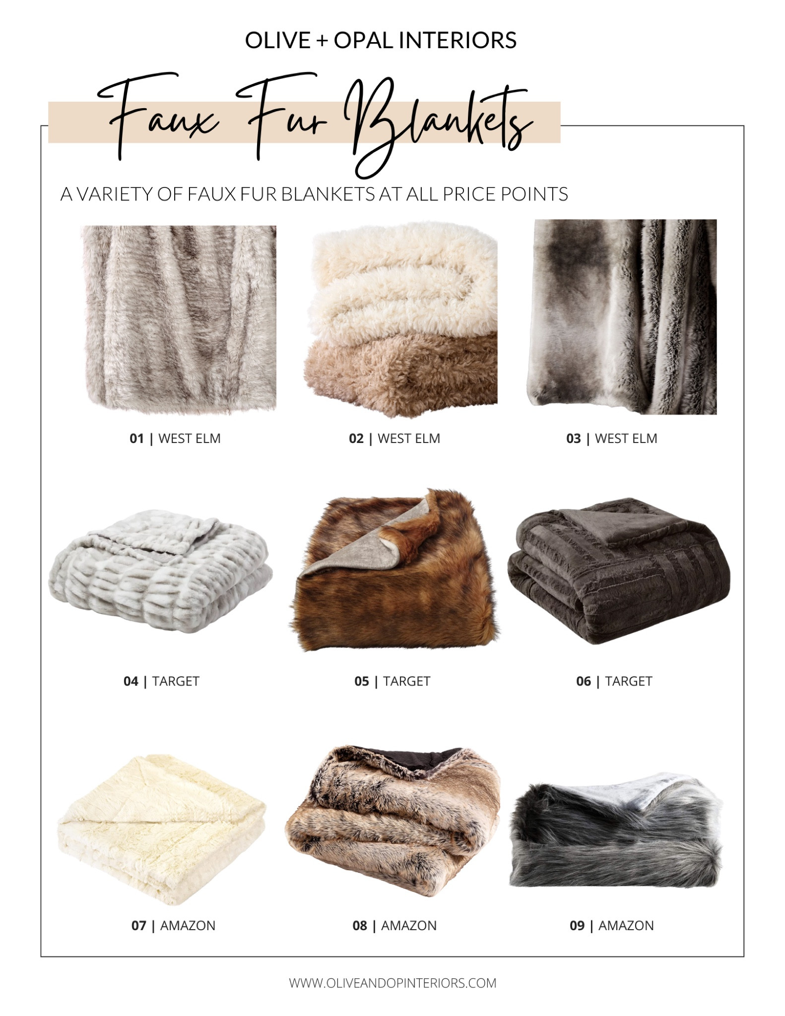 Wrapping up in a cozy throw blanket is so enticing this time of year. Here is a roundup of some soft faux fur options to bring you a little warmth!
.
.
.
West Elm
Target
Amazon 
Faux Fur
Throw Blanket
Plush Blanket
Under $100
Under $50
Warm & Cozy


#LTKhome #LTKunder100 #LTKSeasonal