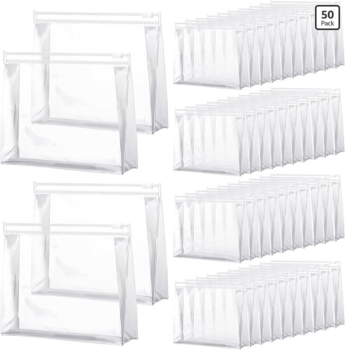 Xuniea 50 Pcs Mini Clear Makeup Bag Small Clear Zipper Pouch Travel Plastic Cosmetic Organizer Wa... | Amazon (US)