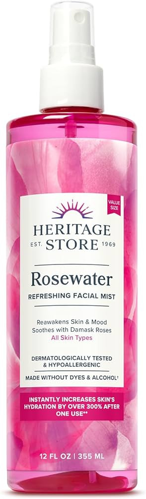 HERITAGE STORE Rosewater - Refreshing Face Mist with Damask Rose, All Skin Types - Hydrating Rose... | Amazon (US)