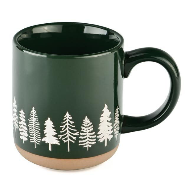 Sweet Water Decor White Pine Trees Coffee Mug, 14oz Stoneware Christmas Mug, Dishwasher & Microwa... | Amazon (US)
