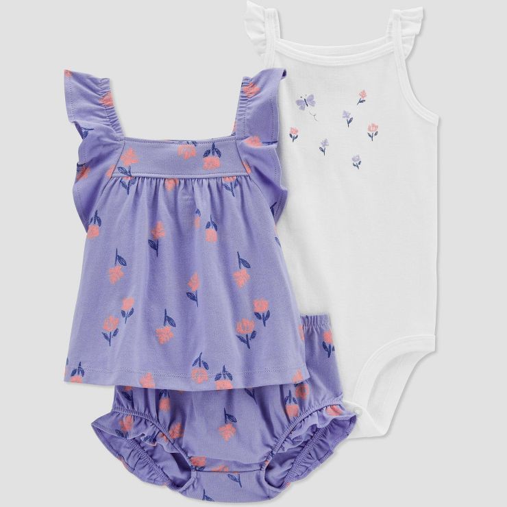 Carter's Just One You®️ Baby Girls' Floral Top & Bottom Set - Lilac Purple | Target