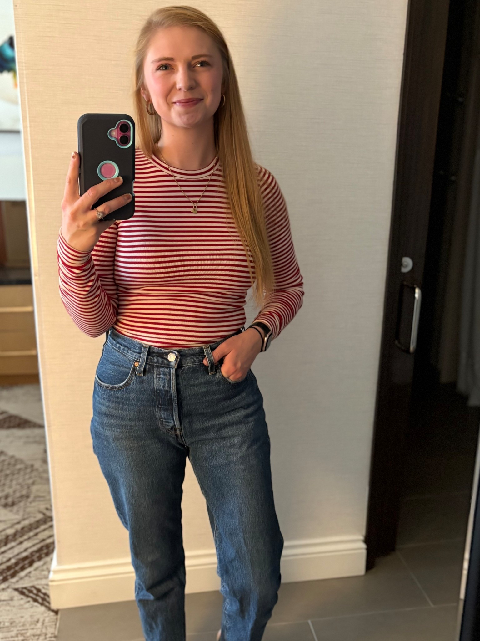 Perfect long sleeve tee for holiday Christmas season. Super soft and comfy!!
TTS but a fitted tshirt. 

#LTKHoliday #LTKStyleTip #LTKSeasonal