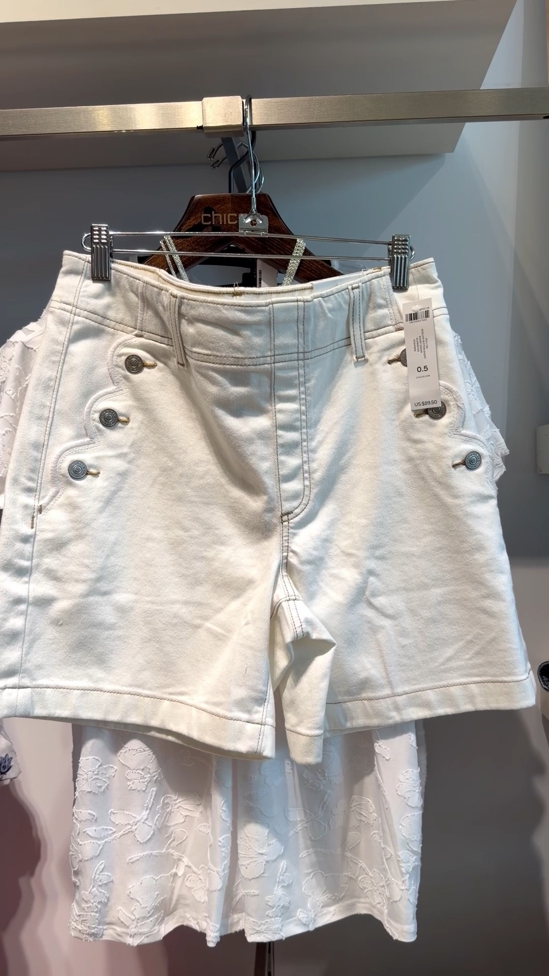 Pull on scallop button jeans shorts. 

Made with a scalloped button pockets and our alabaster and black wash denim. Not too short and not too long — these are the perfect-fit summer weather shorts.
I am 5’7” 132 lbs and I wear a size 0 in Chico’s unique sizing.

#LTKOver40 #LTKActive #LTKSaleAlert