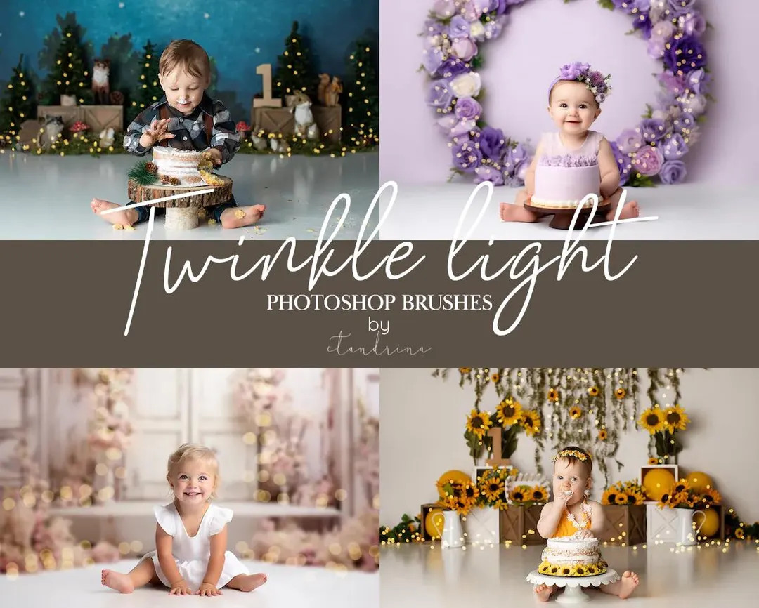 Twinkle Light Photoshop Brushes: Cake Smash Bokeh, String Lights (tutorial Included) - Etsy | Etsy (US)