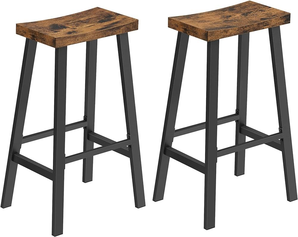 VASAGLE Bar Stools Set of 2, Counter Height Stools, Bar Chairs with Footrest, 29.1 Inches Tall Ki... | Amazon (US)