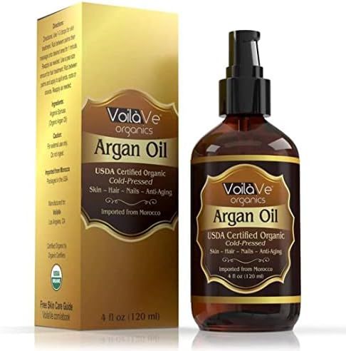 VoilaVe USDA and ECOCERT Pure Organic Moroccan Argan Oil for Skin, Nails & Hair Growth, Anti-Agin... | Amazon (US)