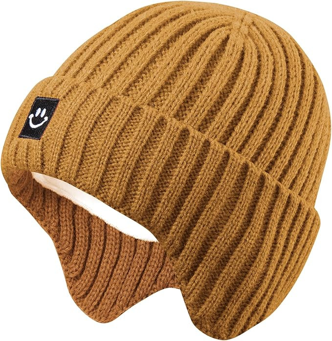 MaxNova Baby Winter Hat Toddler Beanie Hat Earflap Knit Cap for Boys Girls 0-8 Years | Amazon (US)