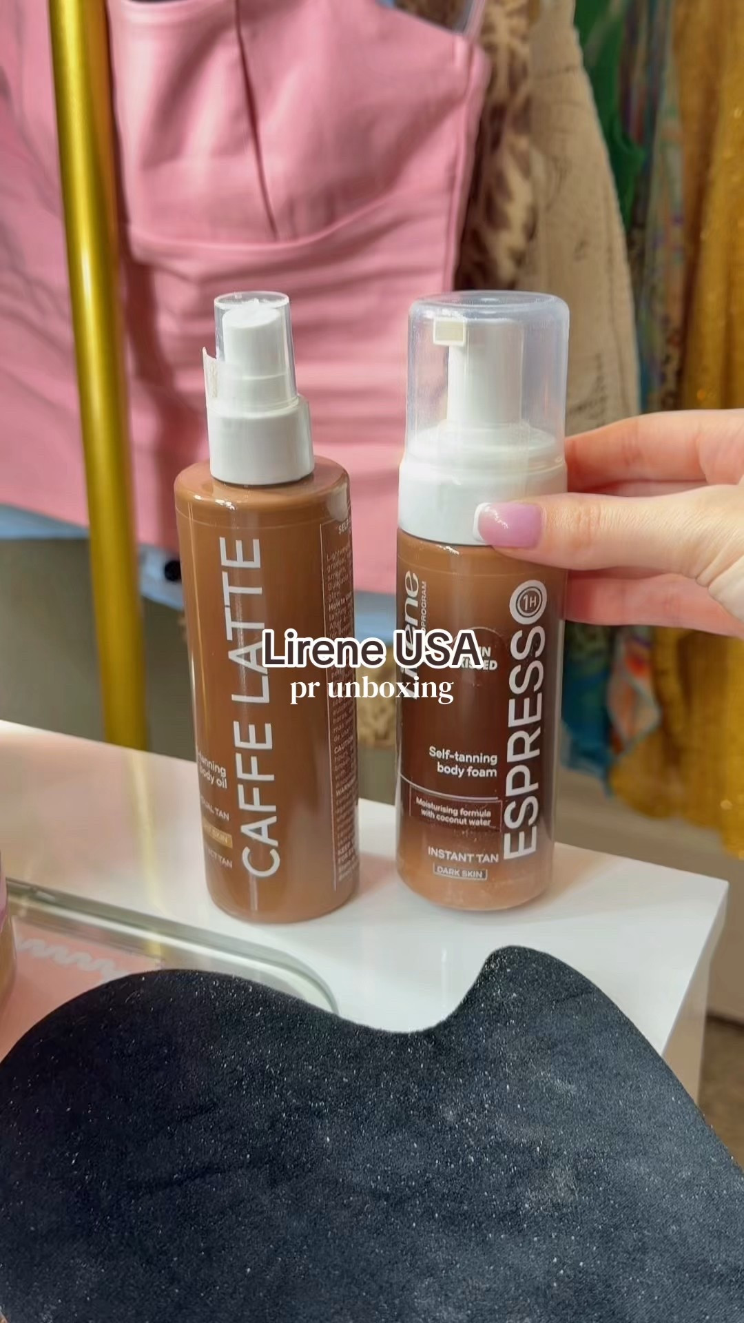 glowy goddess skin in one hour ✨ The Café Latte tanning mousse + oil combo is everything and leaves my skin SOFT & glowy. I’m obsessed!! #lireneusa #selftan #glowyskin #tanningroutine #perfecttan 