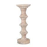 Sagebrook Home 14498-01 Wooden 15" Banded Bead Candle Holder, Distressed, 6 x 6 x 15, Ivory/Beige | Amazon (US)