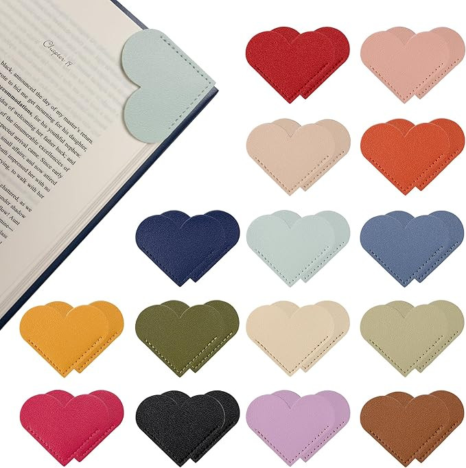 Yuoyar 30Pcs Leather Heart Book Marks for Reading Women - Cute Bookmarks for Book Lovers - Unique... | Amazon (US)