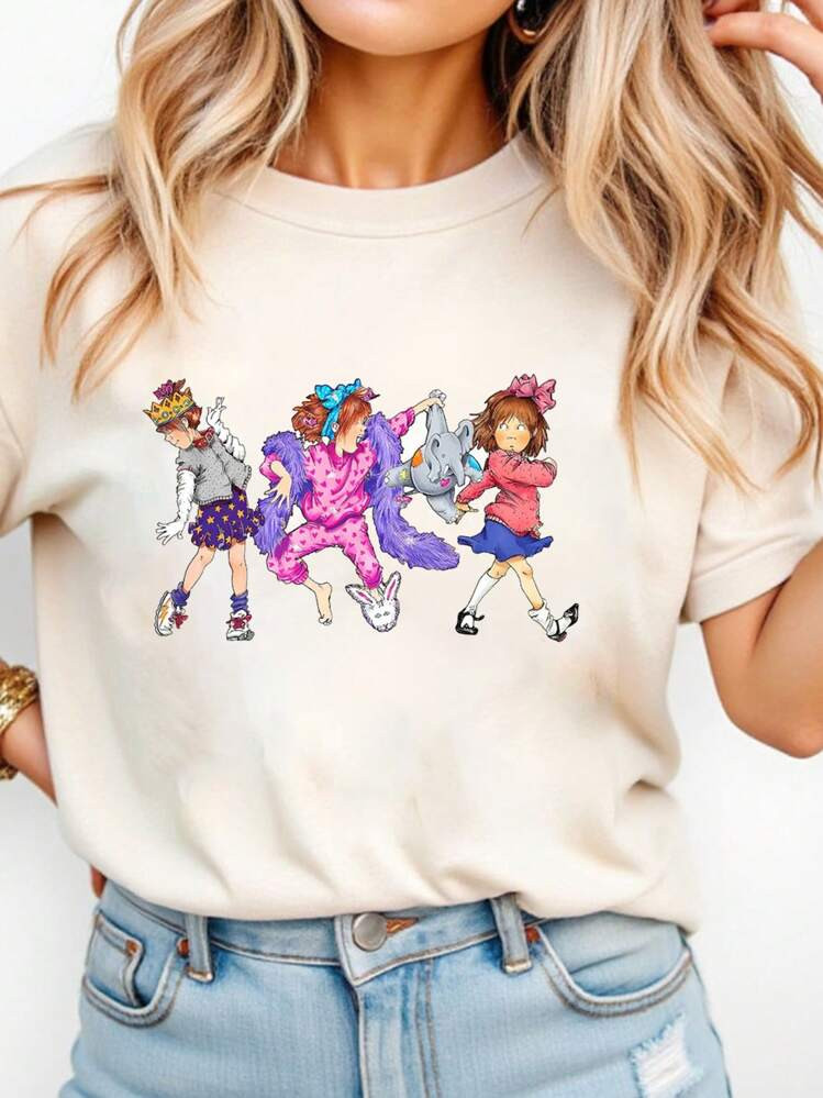 INAWLY Junie B Teacher Shirt, Junie B Jones Children's Book T-Shirt, Kindergarten Teacher T-Shirt, Teacher Life T-Shirt, Teacher Sweatshirt, Teacher Gift Women Round Neck Printed T-Shirt | SHEIN