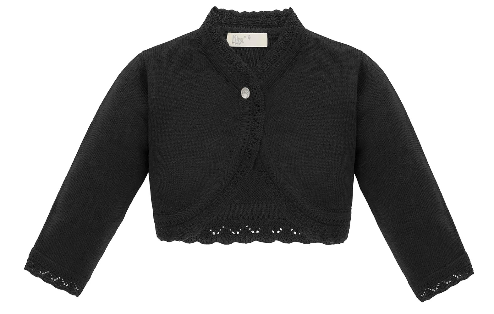 Lilax Little Girls' Knit Long Sleeve Button Closure Bolero Cardigan Shrug | Amazon (US)