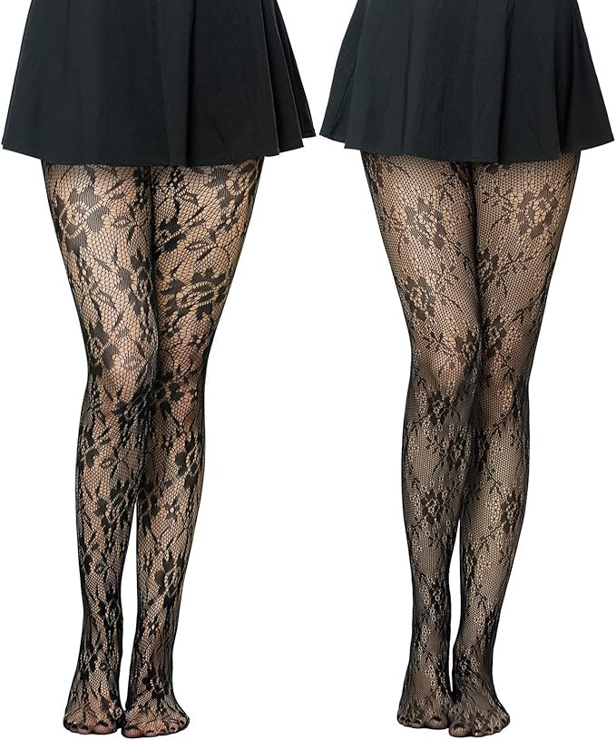 Tothereug Patterned Fishnet Stockings Lace Patterned Tights High Waist Pantyhose for Girls... | Amazon (US)
