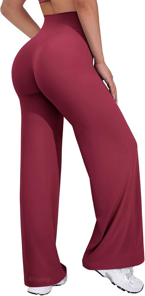 VOYJOY Straight Leggings Bottoms Wide Leg Pants for Women 29"/ 31.5"/33"/35" High Waist Stretch C... | Amazon (US)
