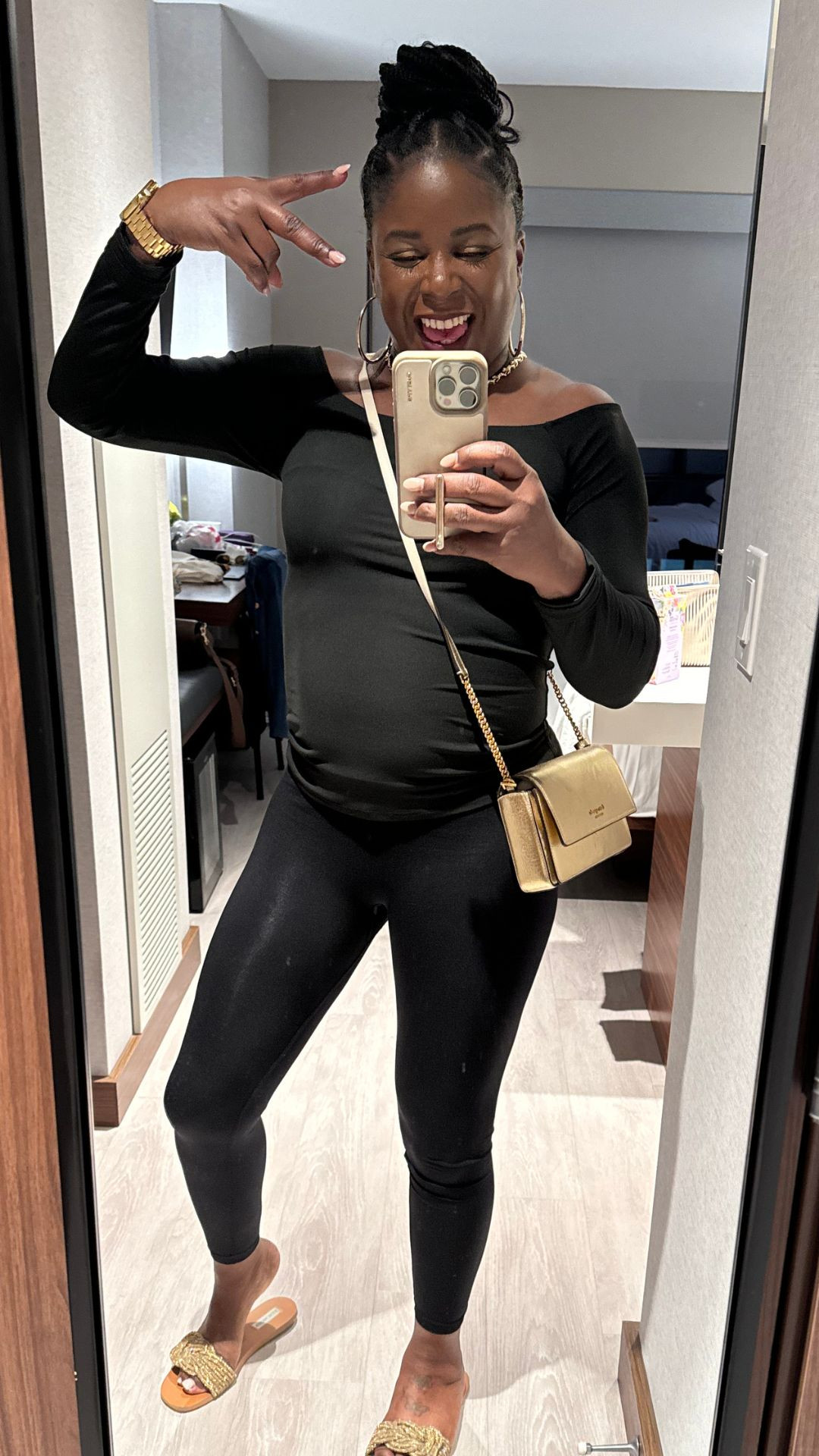 Definitely a pretty professional moment where I was professional by day but relaxed by night to head out on the town.  All black hid my insecurities and the fabric kept me comfortable.  

 #LTKActive #LTKOver40 #LTKMidsize