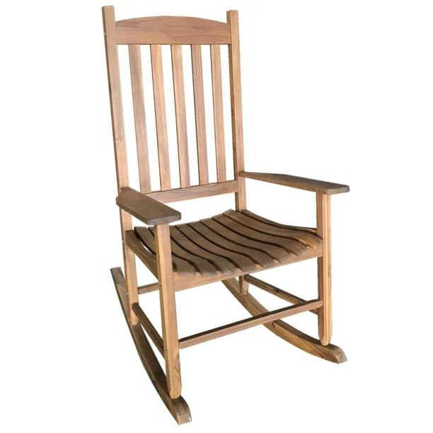 Mainstays Outdoor Wood Slat Rocking Chair, Natural | Walmart (US)