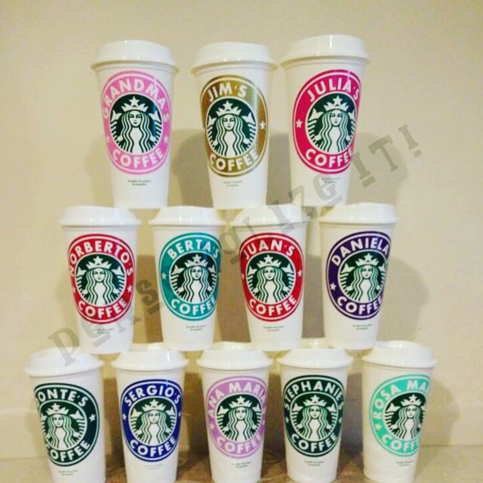 Personalized Reusable Starbucks Cup With lid BPA FREE 16oz Coffee Mug Birthday Gift Party favor B... | Etsy (US)