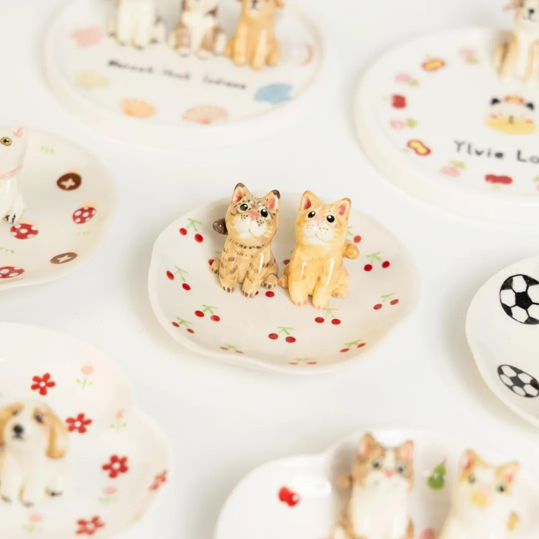 22 Patterns Custom Pet Ceramic Ring Dish Personalized Cat Figurine Ceramic Jewelry Holder Dog Lov... | Etsy (US)