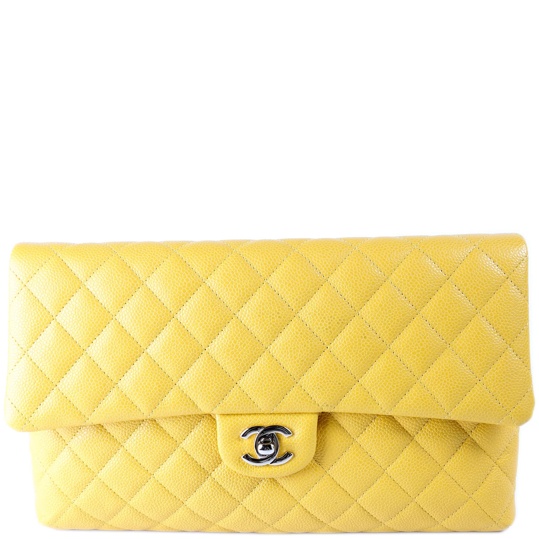 Classic Flap Clutch Caviar Yellow | Keeks Designer Handbags