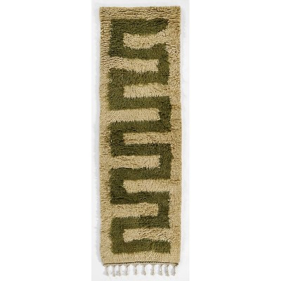 Momeni 2'6"x8' Neo Greek Key Geometric Handwoven Runner Rug Green: High Pile Wool Indoor Rug, No ... | Target