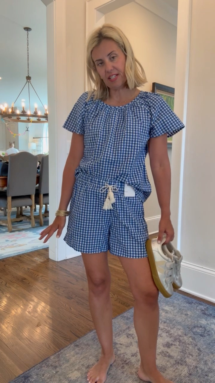 Oh how we love a set! This gingham is super cute and so many ways to style. 
Top - xs
Shorts - small
Sneakers - 8 tts ￼

#LTKmomlife #LTKOver40 #LTKSeasonal