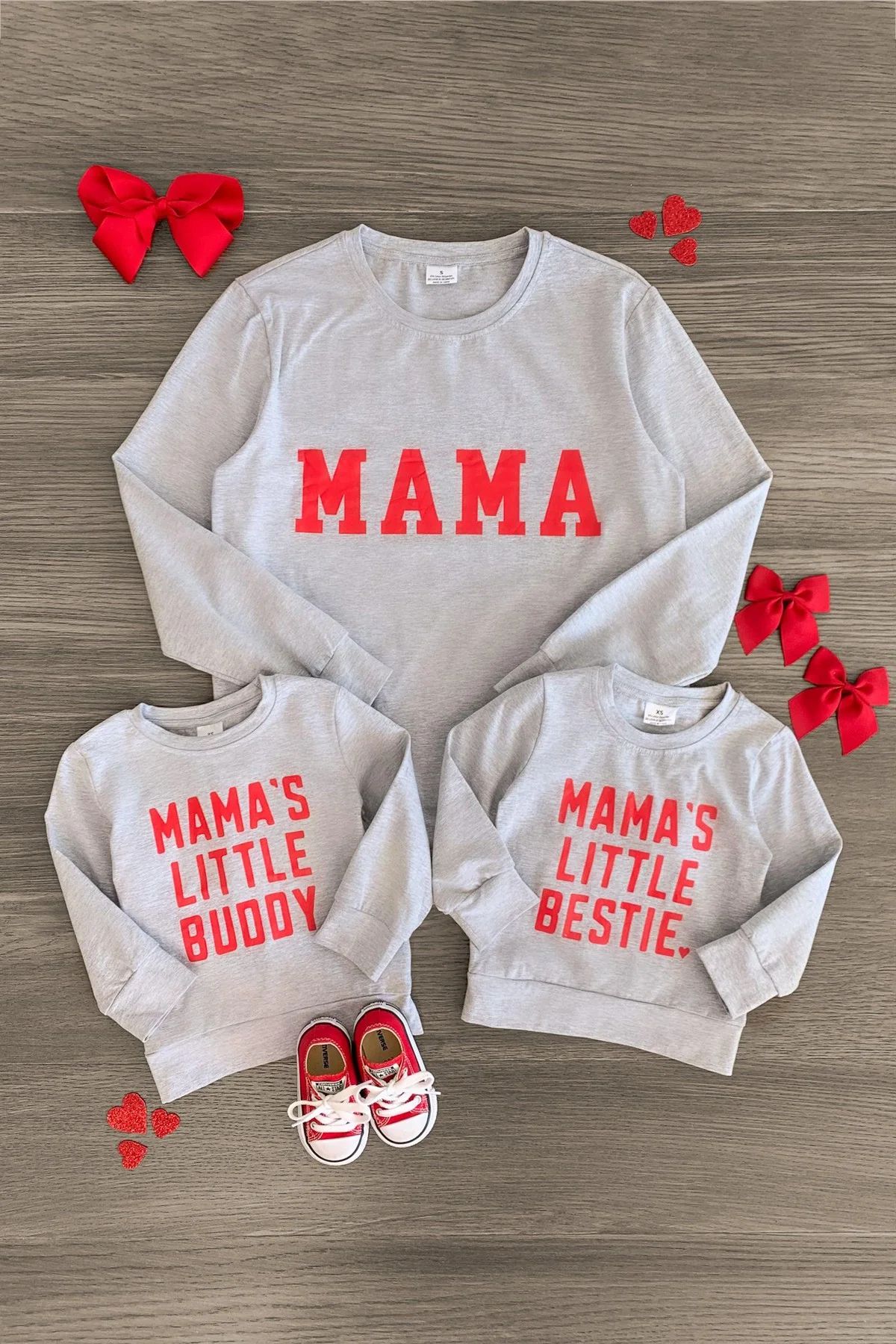 Mom & Kid - "Mama's Little Bestie & Buddy" Gray Top | Sparkle In Pink