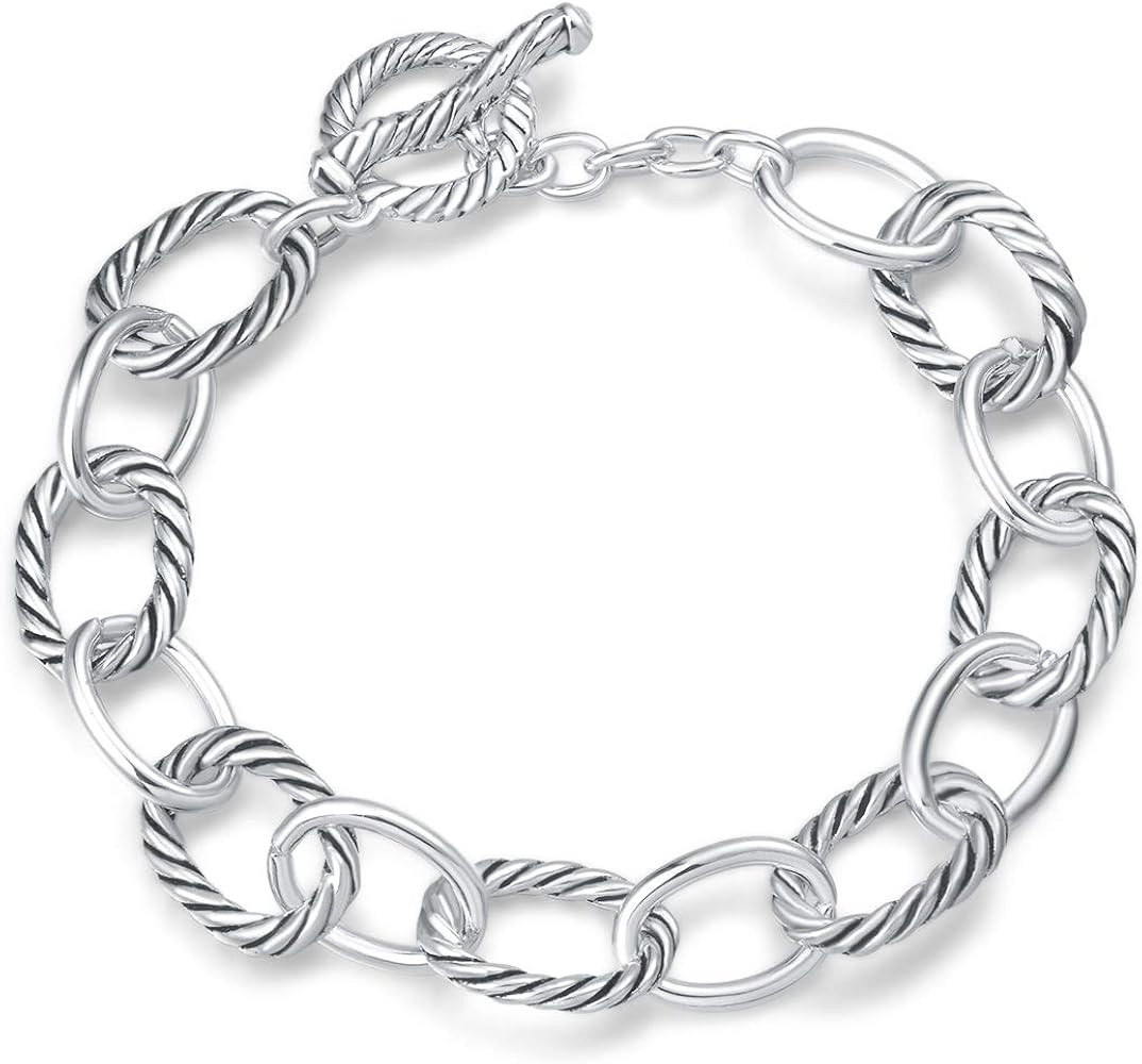 UNY JEWEL Twisted Cable Wire Link Chain Bracelet Two Tone Designer Brand Inspired Women Jewelry V... | Amazon (US)