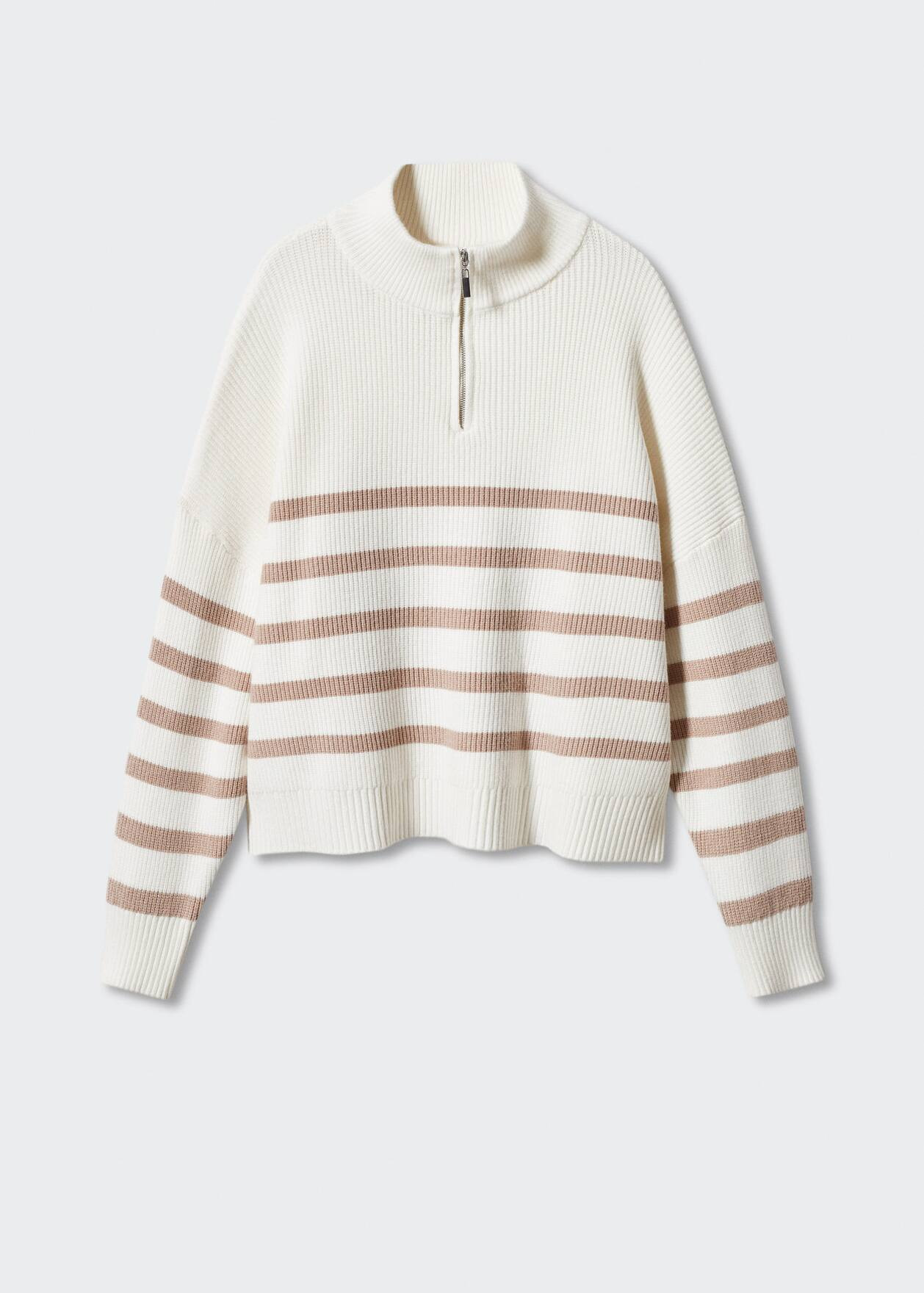 Striped sweater with zipper -  Women | Mango USA | MANGO (US)