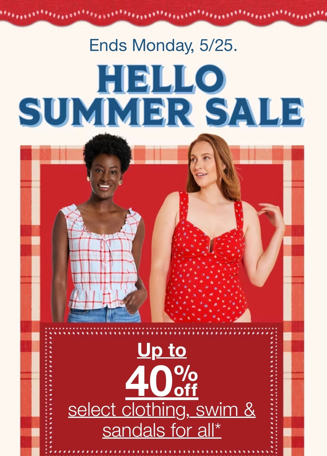 Up to 40% off select clothing, swim & sandals for all at Target. Sale ends Monday, 5/25.

#LTKSeasonal #LTKSaleAlert #LTKSwim