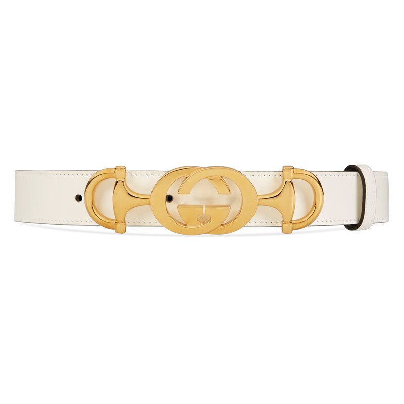Leather belt with Interlocking G Horsebit white | Gucci (US)