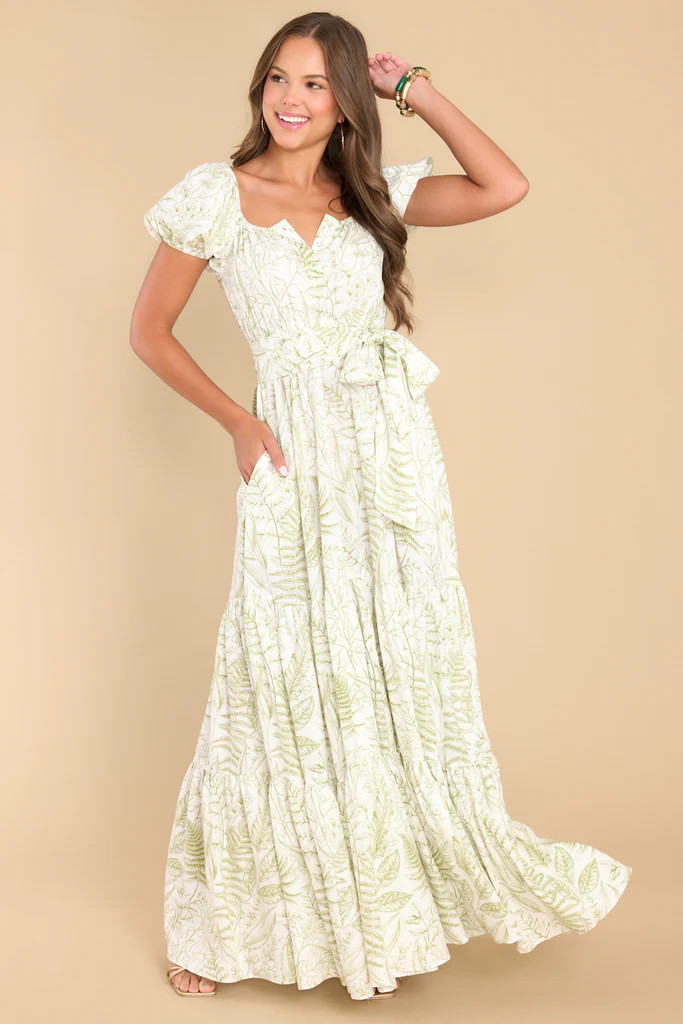 To New Hellos Green Print Maxi Dress | Red Dress 